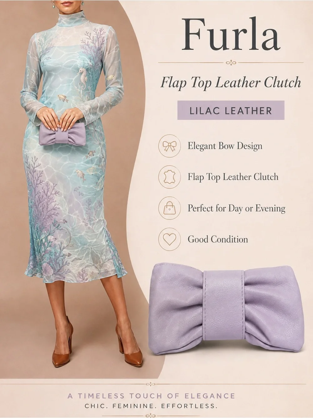 Furla Lilac Bow Wristlet Clutch for Women